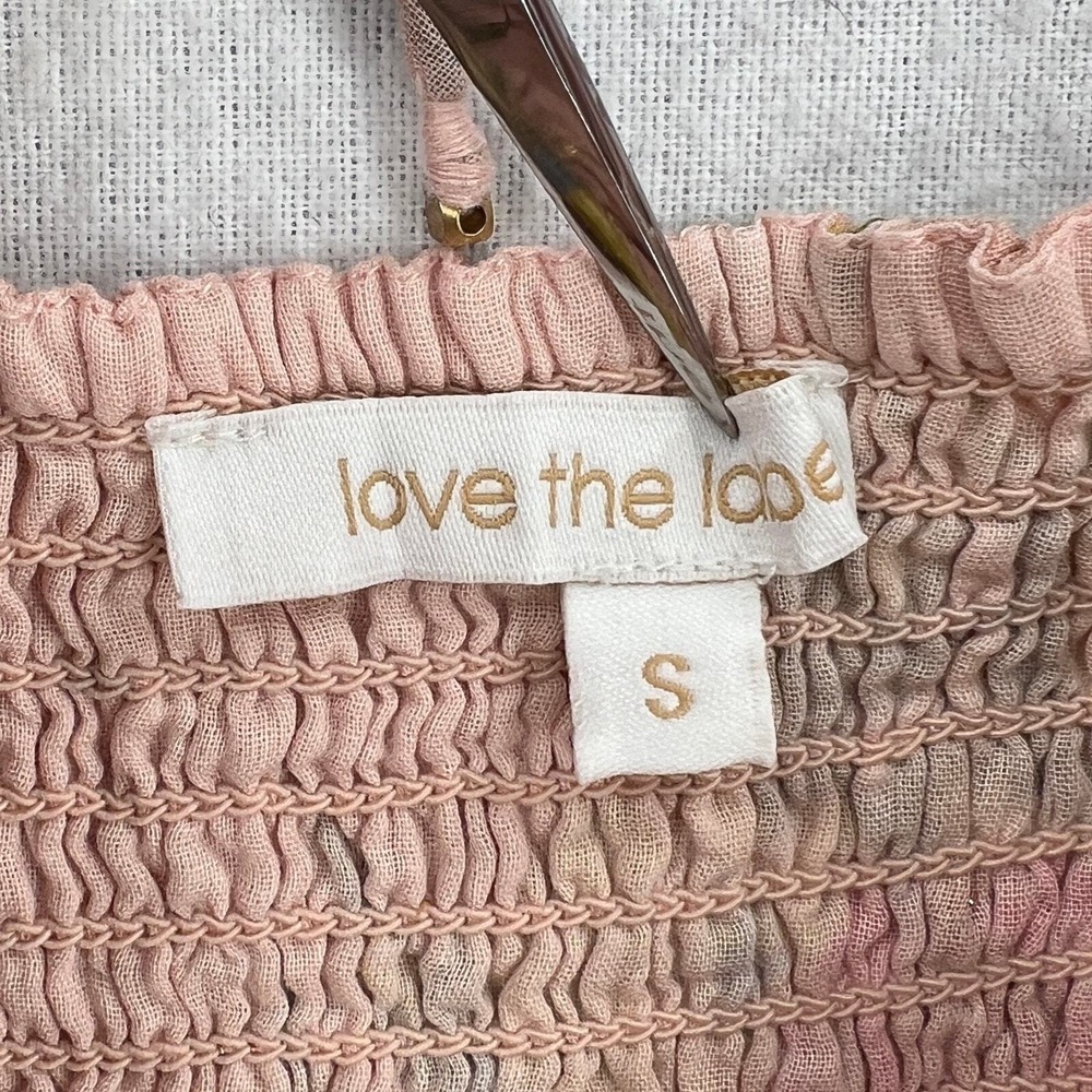 ANTHROPOLOGIE Love The Label Rosette Babydoll Top S Pink Floral Puff Sleeve Boho - Picture 11 of 16